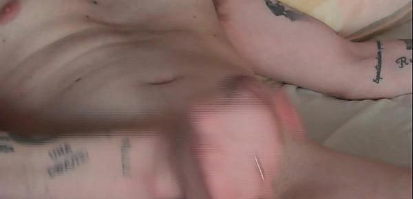  I record the tattooed neighbor masturbating and he cums